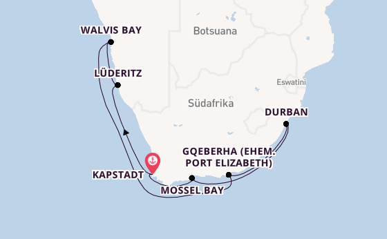 Südliches Afrika ab Kapstadt, Südafrika auf der EUROPA 2
