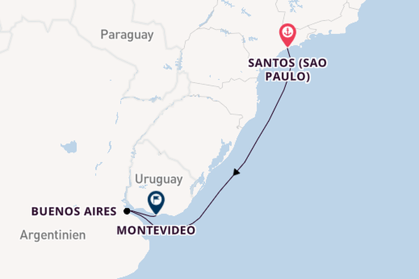 Südamerika ab Santos (Sao Paulo), Brasilien auf der Costa Diadema