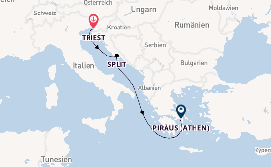 Mittelmeer ab Triest, Italien auf der MSC Splendida