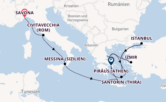 Mittelmeer ab Savona, Italien auf der Costa Pacifica