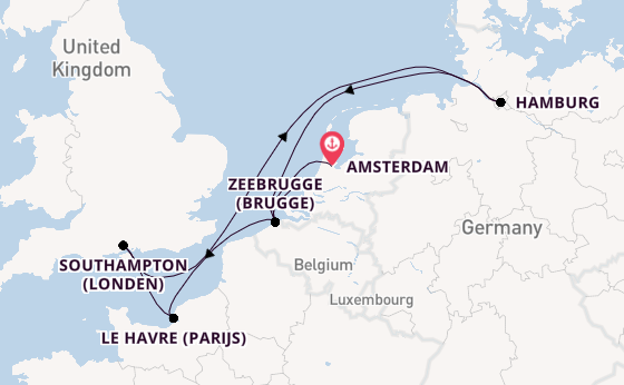 Engeland vanaf Amsterdam, Nederland met de MSC Preziosa