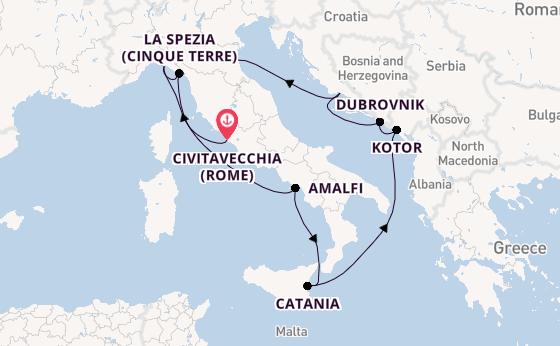 Middellandse Zee vanaf Civitavecchia (Rome), Italië met de Celebrity Constellation