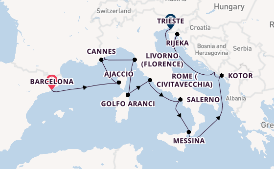 Western Mediterranean from Barcelona, Spain with the Seven Seas Prestige