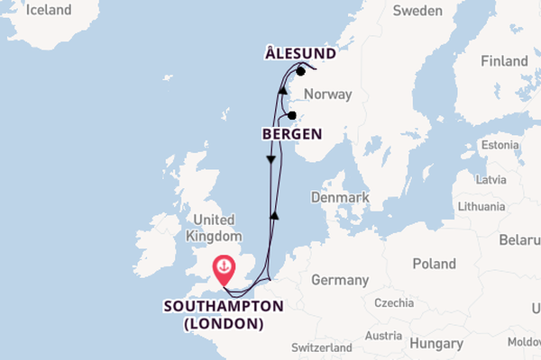 Norway from Southampton, England with the Queen Mary 2