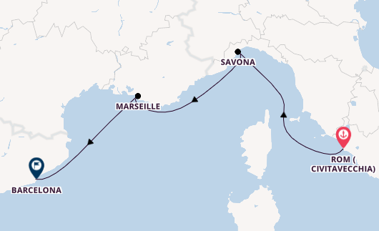 Westliches Mittelmeer ab Civitavecchia (Rom), Italien auf der Costa Smeralda