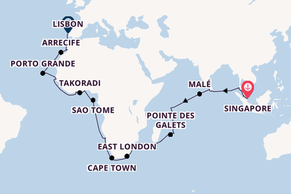 Africa from Singapore, Singapore with the Regatta