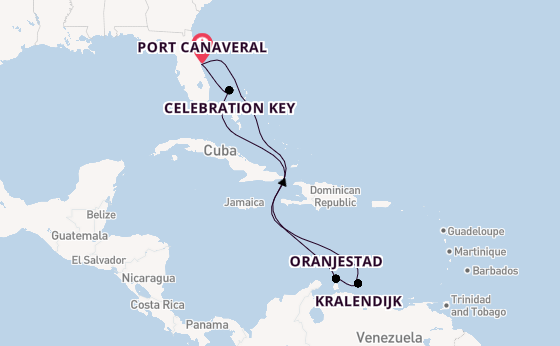 Caribbean vanaf Port Canaveral, Verenigde Staten met de Carnival Festivale