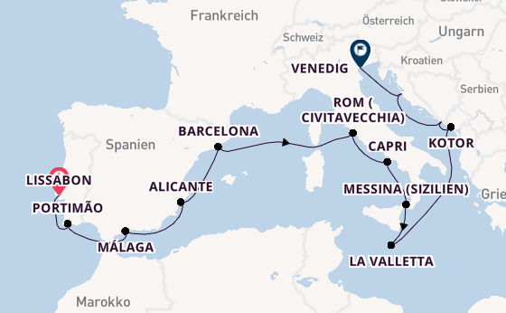 Mittelmeer ab Lissabon, Portugal auf der Nautica