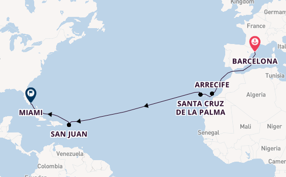 Transatlantic from Barcelona, Spain with the Seven Seas Splendor