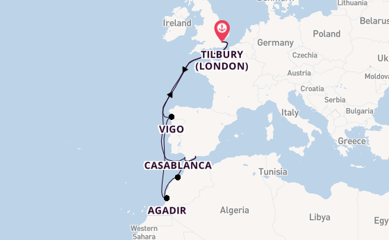 16 day voyage from Tilbury (London)