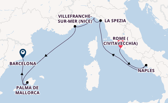 Western Mediterranean from Rome (Civitavecchia), Italy with the Celebrity Equinox