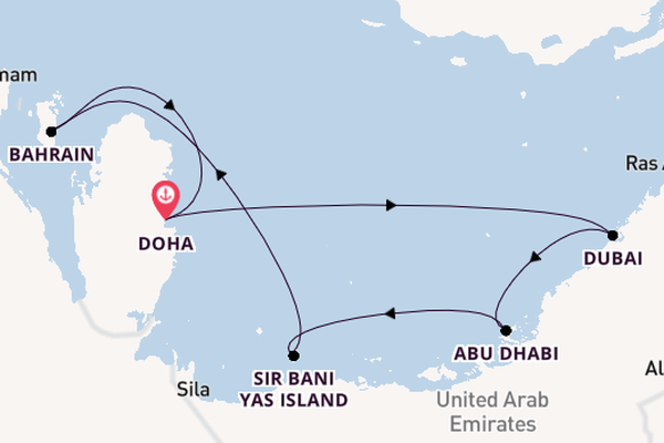 Arabian Gulf from Doha, Qatar with the Celestyal Journey