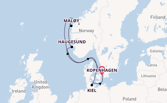 Noorwegen vanaf Kopenhagen, Denemarken met de Costa Diadema