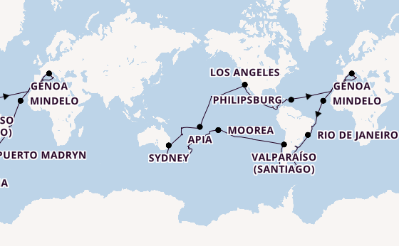 World Cruise from Marseille, France with the MSC Magnifica