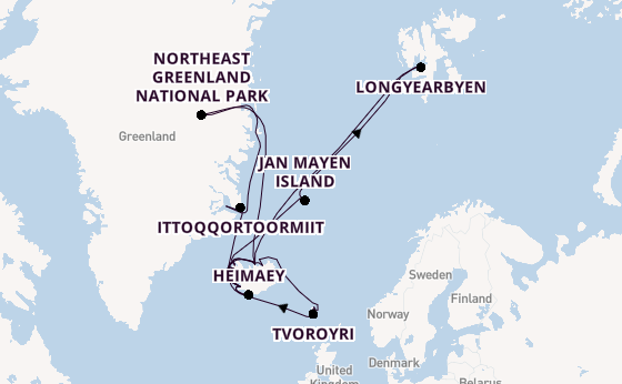Arctic Ocean from Reykjavik, Iceland with the Seabourn Pursuit