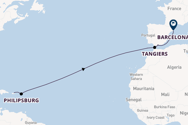 Western Mediterranean from San Juan, Puerto Rico with the Celebrity Constellation