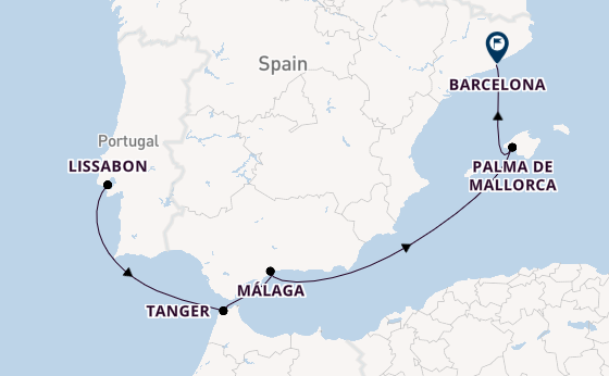 Westelijke Middellandse Zee vanaf Lissabon, Portugal met de MSC Seaview
