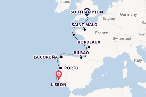 British Isles from Lisbon, Portugal with the Insignia