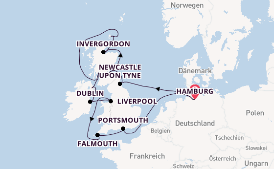 Vereinigtes Königreich ab Hamburg auf der EUROPA
