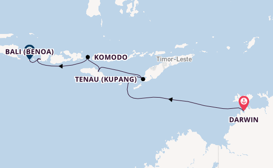 Indonesië vanaf Darwin, Australië met de Seven Seas Explorer