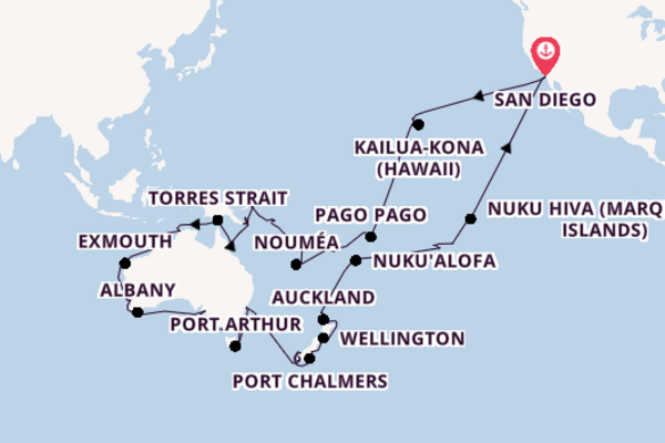 Transpacific from San Diego, California, USA with the Zaandam