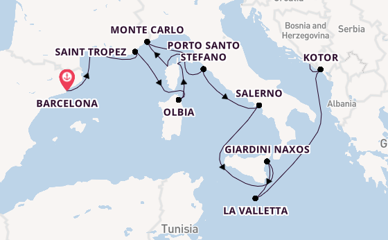 Westelijke Middellandse Zee vanaf Barcelona, Spanje met de Seabourn Ovation