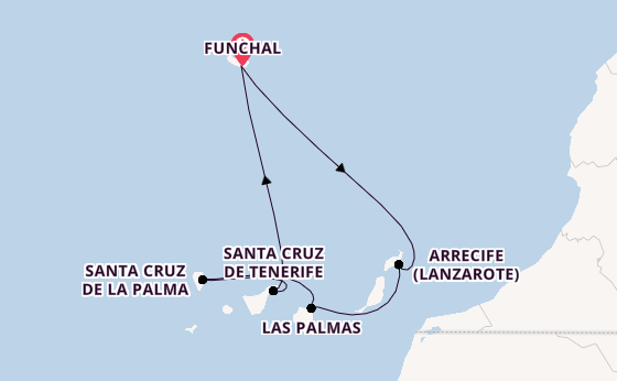 Kanarische Inseln ab Funchal, Madeira auf der MSC Fantasia