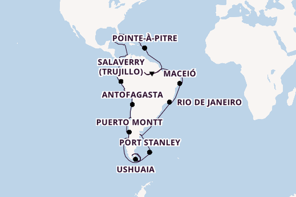 South America from Miami, Florida, USA with the Sirena