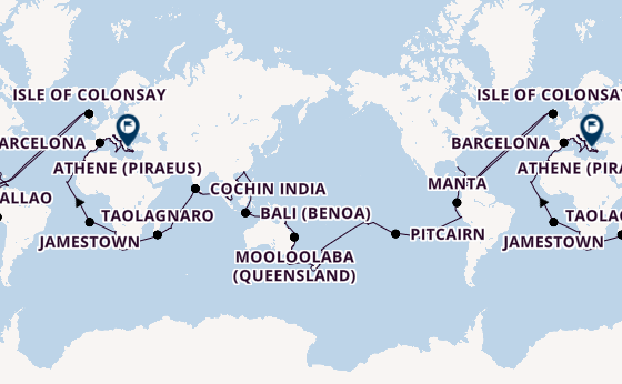 Wereldreizen vanaf Miami, Verenigde Staten met de Azamara Onward