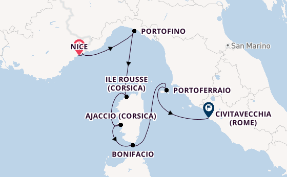 Westelijke Middellandse Zee vanaf Nice, Frankrijk met de Royal Clipper