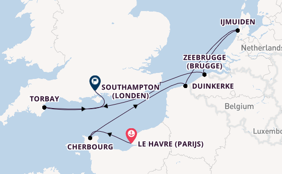 Engeland vanaf Le Havre (Parijs), Frankrijk met de Marina