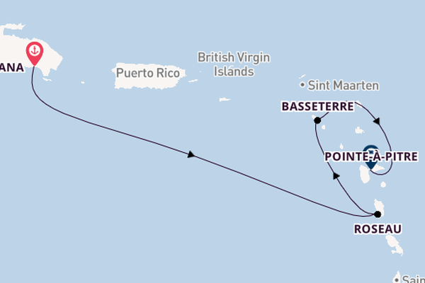 Southern Caribbean from La Romana, Dominican Republic with the Costa Fascinosa