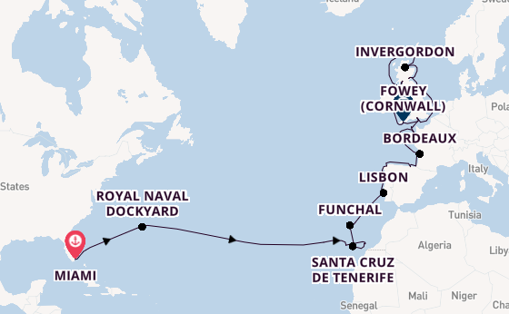 Transatlantic from Miami, Florida, USA with the Insignia