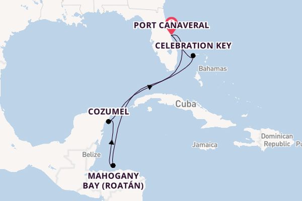 Caribbean from Port Canaveral, Florida, USA with the Carnival Vista