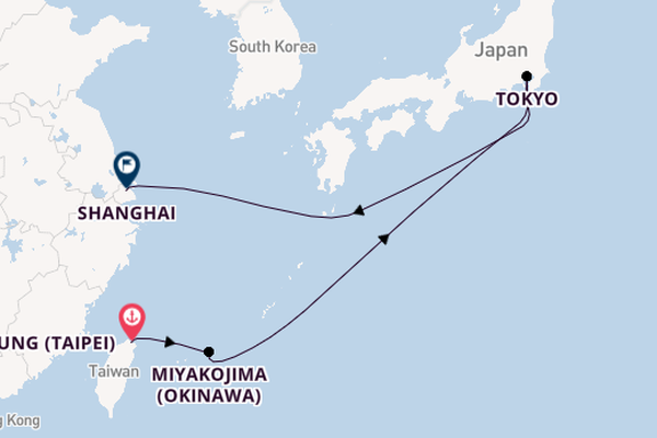 Japan from Keelung (Taipei), Taiwan with the MSC Bellissima