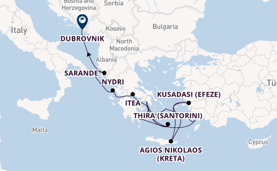 Oostelijke Middellandse Zee vanaf Athene (Piraeus), Griekenland met de Seabourn Quest