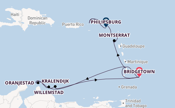 Southern Caribbean from Bridgetown, Barbados with the Seabourn Ovation 