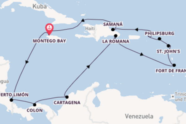 Außergewöhnliche Kreuzfahrt über Cartagena nach Montego Bay
