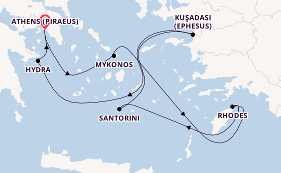 Eastern Mediterranean from Athens (Piraeus), Greece with the Celebrity Infinity
