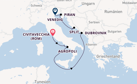 Mittelmeer ab Civitavecchia (Rom), Italien auf der Silver Ray
