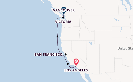 Amerikaanse Westkust vanaf Los Angeles, Verenigde Staten met de Norwegian Joy
