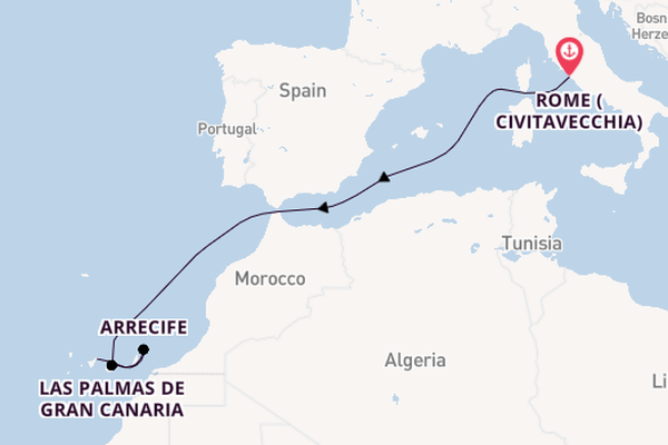 Canary Islands from Rome (Civitavecchia), Italy with the MSC Fantasia
