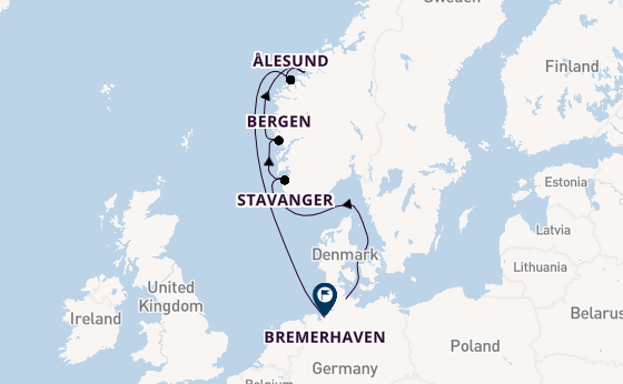 Noorwegen vanaf Kiel, Duitsland met de Mein Schiff 2 