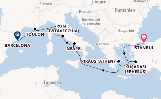 Mittelmeer ab Istanbul, Türkei auf der Seven Seas Splendor
