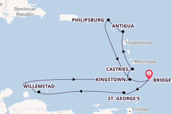 Southern Caribbean from Bridgetown, Barbados with the Britannia 