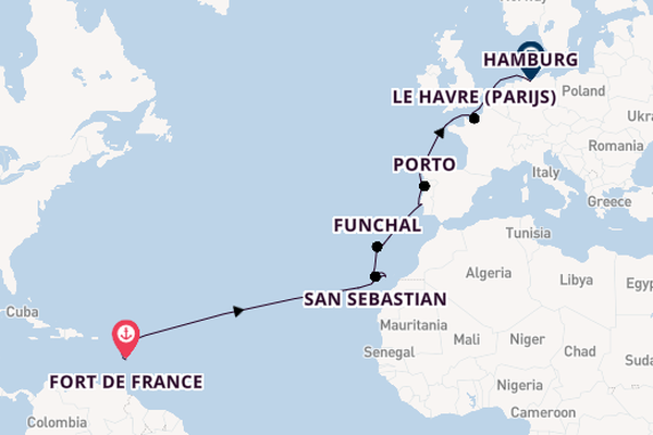 Zuidelijke Caraïben vanaf Fort de France met AIDAsol