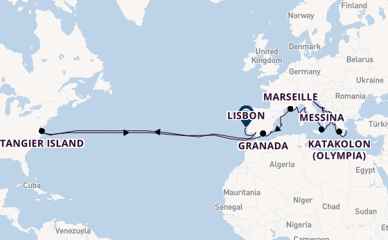 Transatlantic from Athens (Piraeus), Greece with the Viking Jupiter