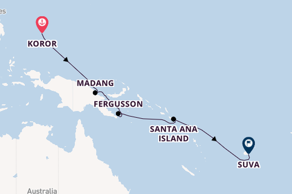 Zuidelijke Stille Oceaan vanaf Koror, Palau met de HANSEATIC spirit