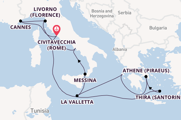 Middellandse Zee vanaf Civitavecchia (Rome), Italië met de Norwegian Epic