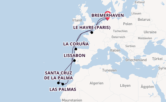 Kanarische Inseln ab Bremerhaven, Deutschland auf der Mein Schiff 2